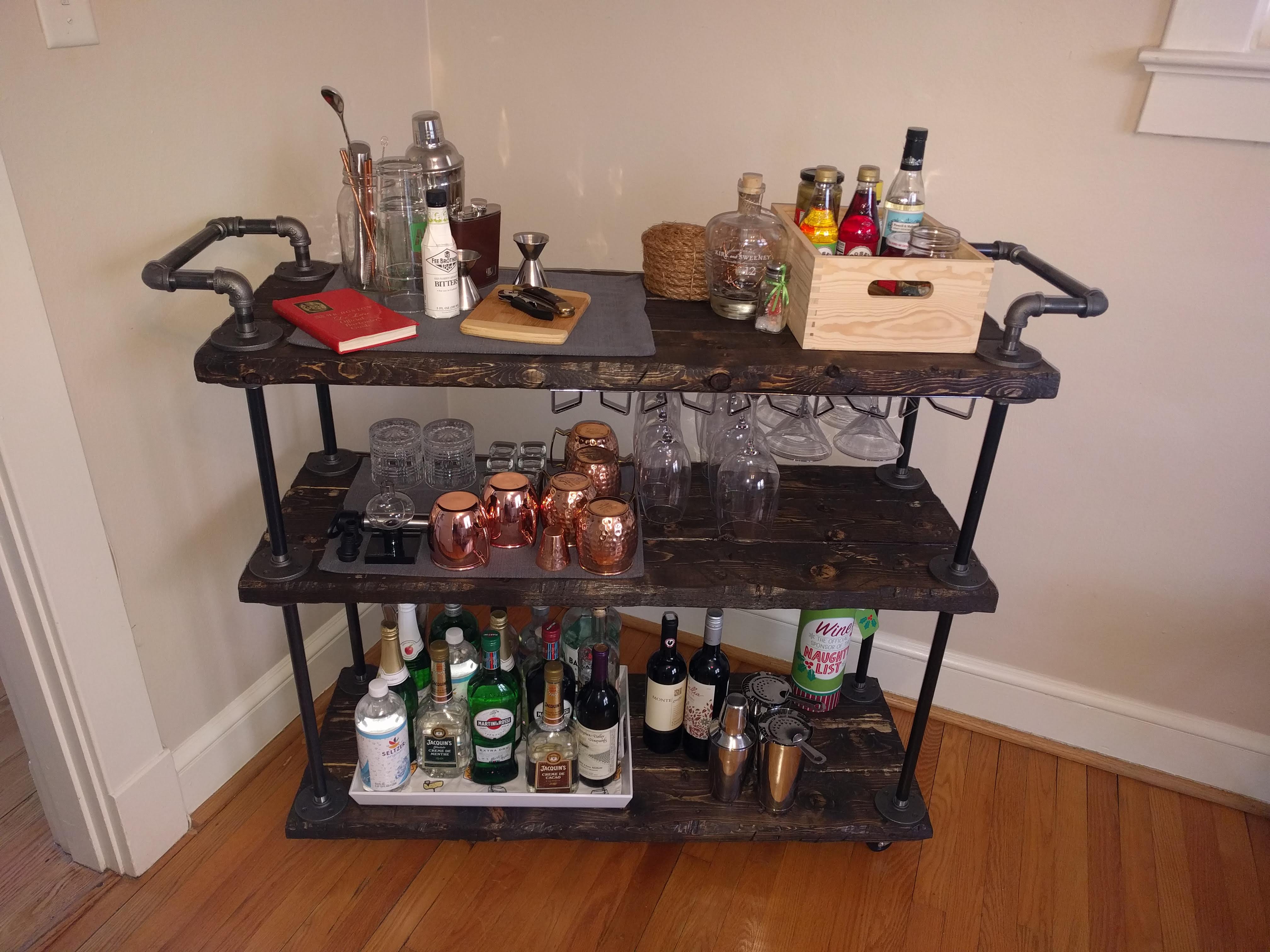 Black Iron Pipe Bar Cart