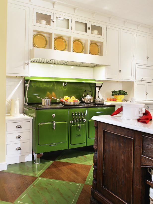 antique green stove